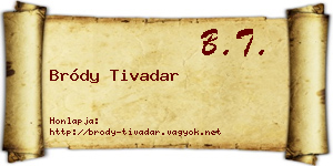 Bródy Tivadar névjegykártya